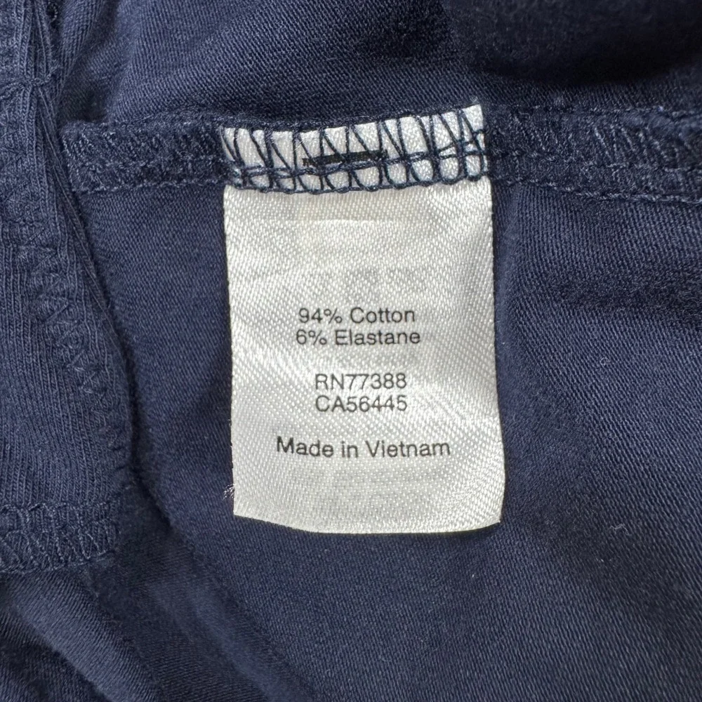 J. Crew Ruffle Off Shoulder‎ Bodysuit Navy Blue Stretch Cotton Blend Large